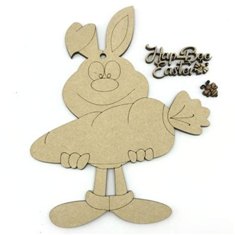 Hap Bee Easter Bunny Rabbit MDF Set Lorna Jayne Craft Shapes