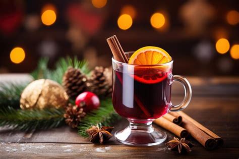 Weihnachts Rotwein Mit Gew Rzen Und Orangen Auf Einem H Lzernen