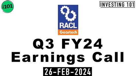 RACL Geartech Q3 FY24 Earnings Call RACL Geartech FY24 Q3 Concall