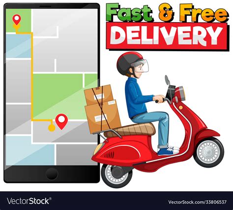 Fast And Free Delivery Logo With Bike Man Vector Image