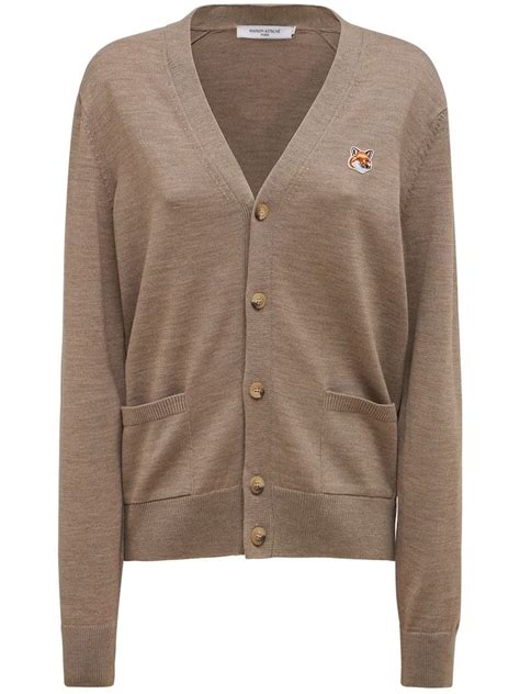 Maison Kitsune Fox Head Patch Wool Cardigan