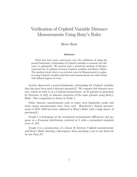 (PDF) Verification of Cepheid Variable Distance Measurements Using Roxy ...