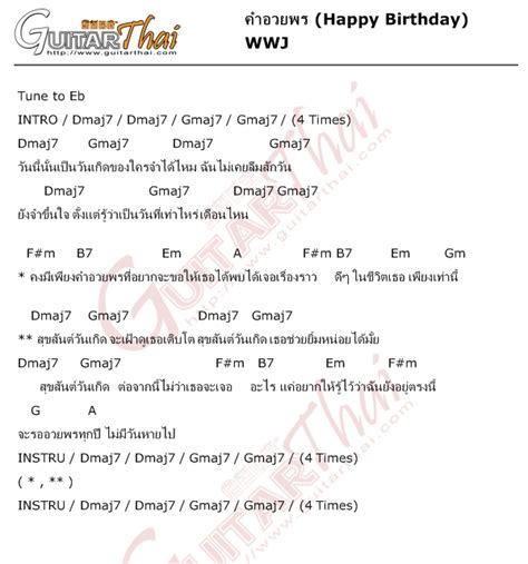 คอร์ดเพลง คำอวยพร Happy Birthday Wwj