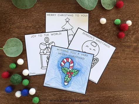 Mini Christmas Cards To Color Free Printable The Art Kit