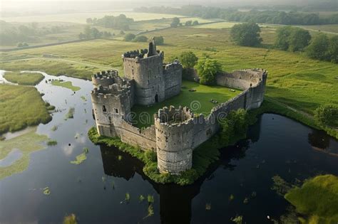 This Aerial Photograph Captures the Stunning View of a Castle Situated in the Middle of a River ...