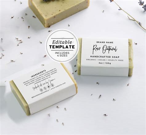 Minimalist Editable Soap Label Sizes X Belly Band Soap