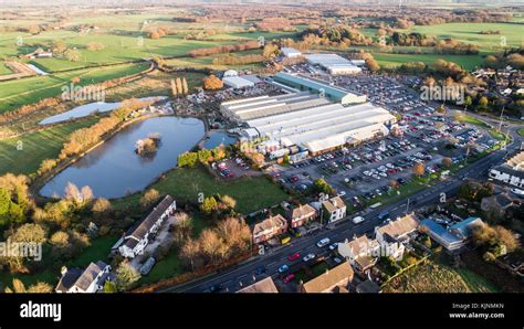 Aerial View Of Bents Garden Centre Near Leigh In Glazebury Warrington