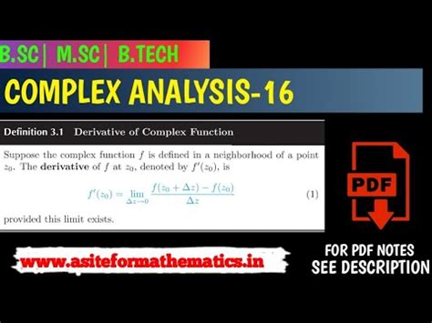 Differentiability Of Complex Function Differentiability Of Complex