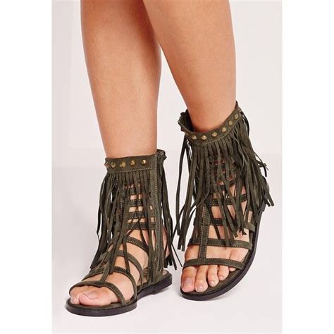 Missguided Tassel Ankle Cuff Flat Gladiator Sandals Flat Gladiator