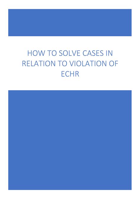 Echr - ECHR how to solve cases - HOW TO SOLVE CASES IN RELATION TO ...