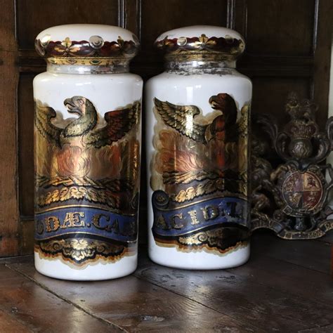 Pair Of Large Victorian Glass Pharmacy Apothecary Chemist Shop Display