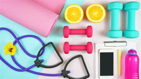 Health And Fitness Concept On Modern Colorful Background Stock Photo