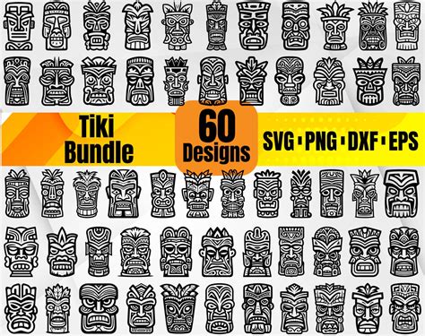 High Quality Tiki Svg Bundle Tiki Head Tribal Svg Tiki Monogram