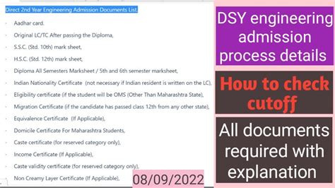 Documents Required For Direct Second Year Engineering Admission