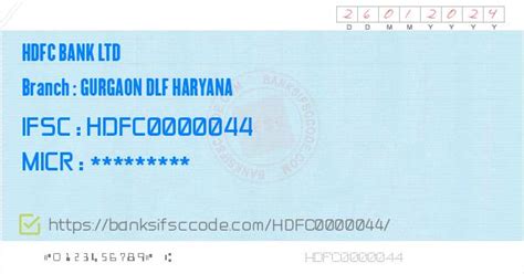 Hdfc Bank Ltd Gurgaon Dlf Haryana Branch Ifsc Code Gurgaon Contact