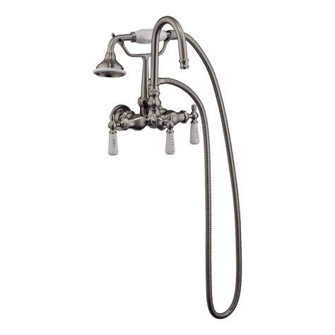 Barclay Triple Handle Wall Mounted Clawfoot Tub Faucet Trim With Diverter And Handshower Wayfair