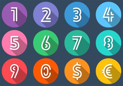 Flat Number Icons Vector Set 80360 Vector Art At Vecteezy