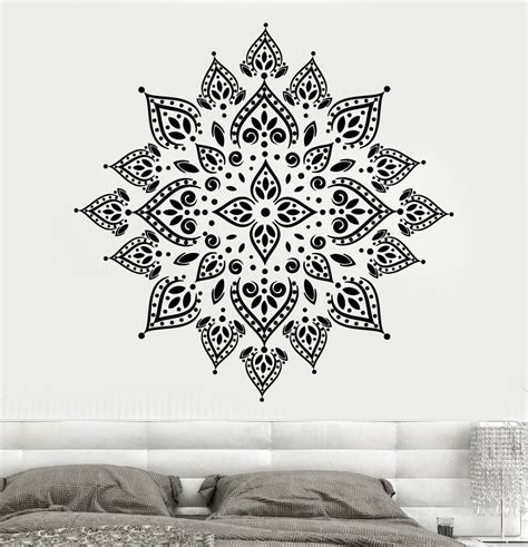 Vinyl Wall Decal Mandala Yoga Meditation Hinduism Lotus Stickers Uniqu ...