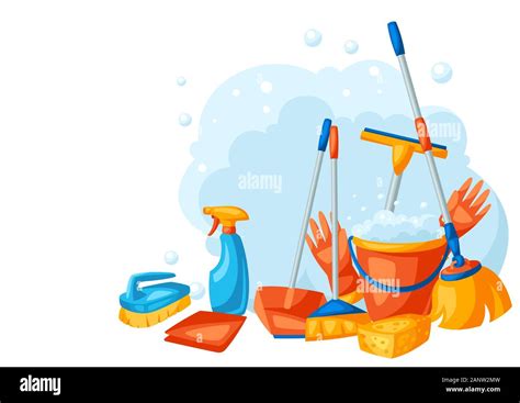 Housekeeping Background With Cleaning Items Stock Vector Image Art