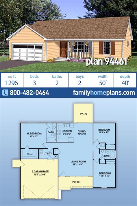 2 Bedroom Ranch Style House Plans