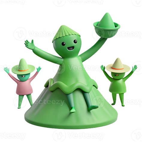 Cheerful Green Characters on a Mountain 52559094 PNG