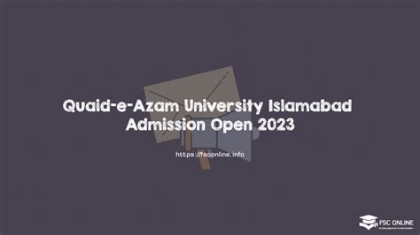 Quaid-e-Azam University Islamabad Admission Open 2023