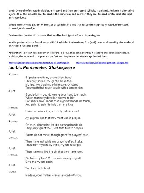 Iambic Pentameter Romeo And Juliet Pdf