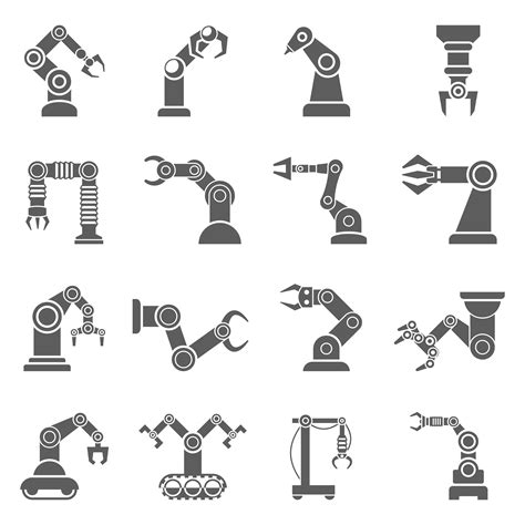 Robotic Arm Black Icons Set 467326 Vector Art At Vecteezy