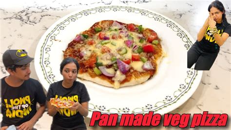 Veg Pan Pizza How To Make Pizza At Home Without Oven Simple Recipe 😯hand Made Pizza 😧