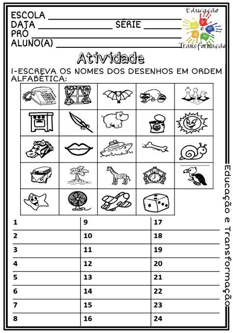 Atividades Sobre Ordem Alfab Tica Para Imprimir