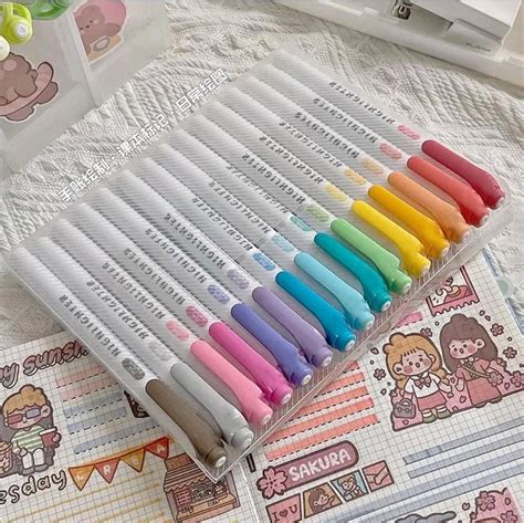 Pcs Double Sided Highlighter Morandi Macaron Color Highlighter