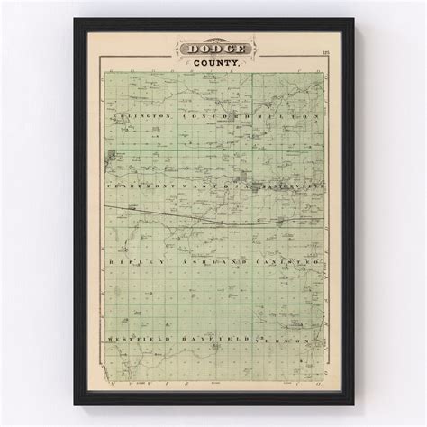 Vintage Map Of Dodge County Minnesota 1874 By Ted S Vintage Art