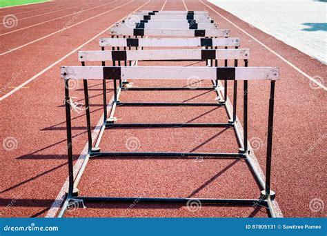 Hurdle Race On Stadium Track Stock Image Image Of Event Success