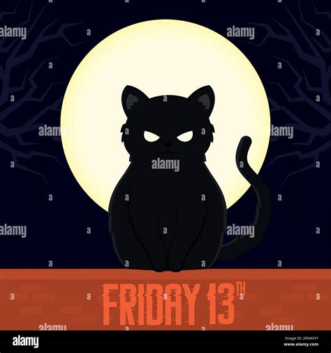 Friday 13th poster with black cat Vector illustration Stock Vector ...