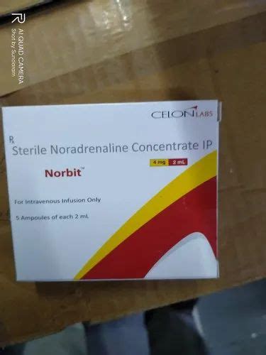 Celon Labs Norepinephrine Sterile Noradrenaline Concentrate IP 4mg At