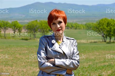 portrait  russian redhaired woman  short hair