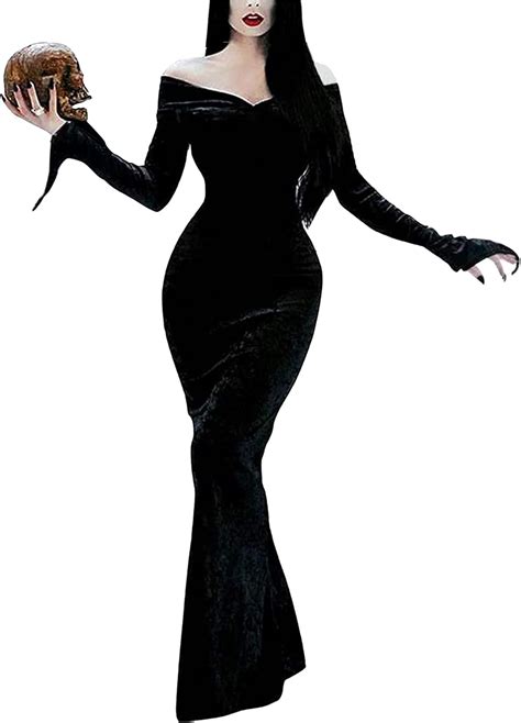 Disfraz De Cosplay De Morticia Addams Conjuntos Completos Para