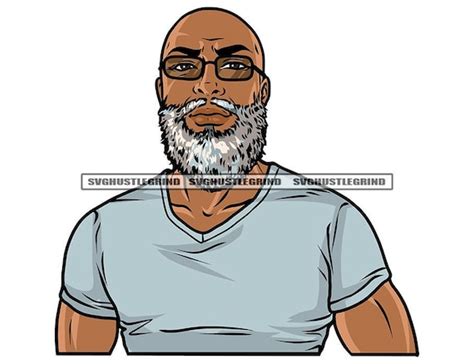 Older Black Man Bald Gray Beard Wearing Eyeglasses Muscles - Etsy