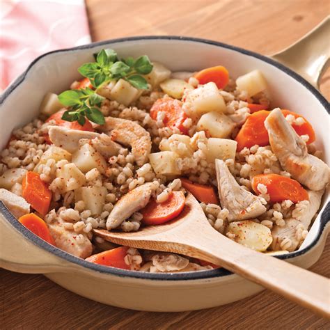 Ragoût de poulet à l orge et aux légumes racines 5 ingredients 15 minutes