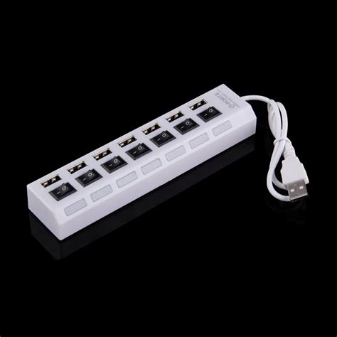 7 Port Usb 20 High Speed Usb To Outlet Adapter Hub With White Red Led