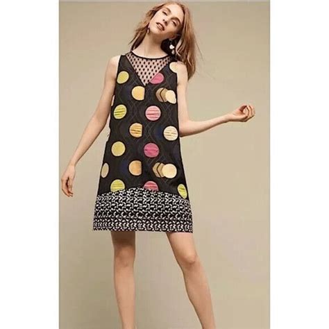 Anthropologie Maeve Black Polka Dot Tilde Jacquard Ti Gem