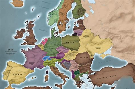 Premium Photo | A map of europe shows the country's borders and the borders.