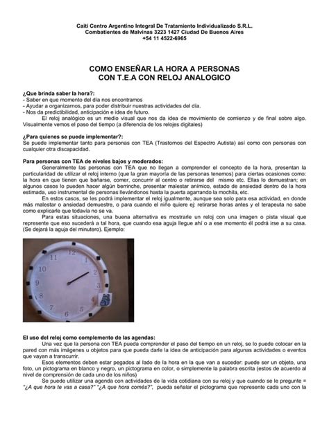 Como Ense Ar La Hora A Personas Con Tea En Reloj Anal Gico Caiti