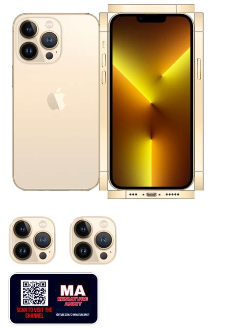 Iphone 13 Pro Max Gold Papercraft Printable Templates Free In 2024 Papercraft Printable