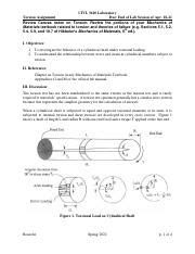 11 TorsionAssignment Pdf CIVL 3610 Laboratory Torsion Assignment Due