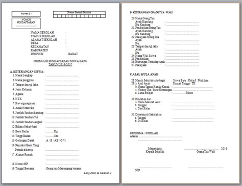 Formulir Ppdb Format S1 Untuk Sd Madrasah Folder