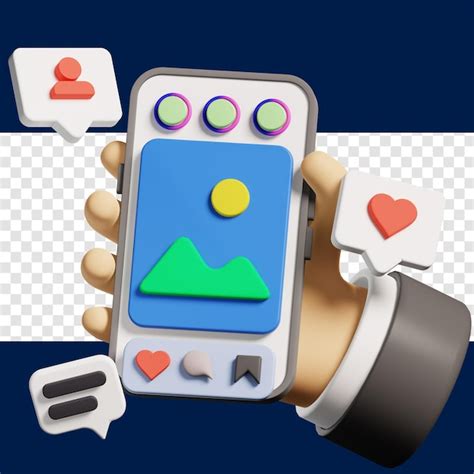Рука держит телефон для социальных сетей 3d иллюстрация | Премиум PSD Файл