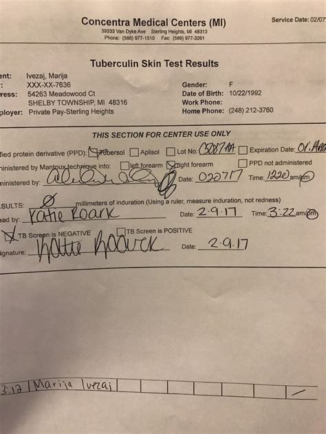 Tb Test Form For Work