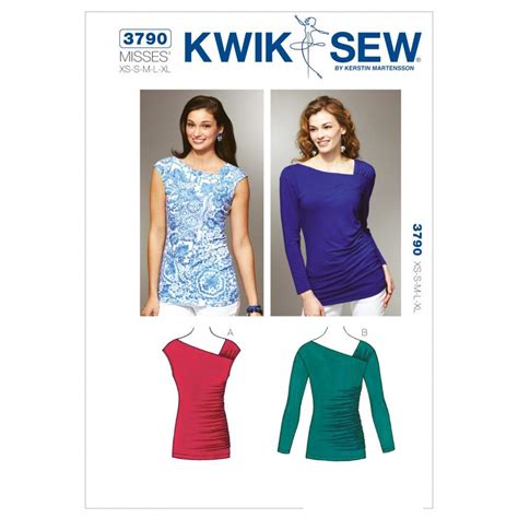 Kwik Sew Ladies Sewing Pattern 3790 Asymmetric Tops Sewing Patterns Minerva Crafts Kwik