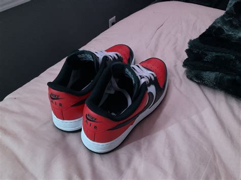 air force 1 low Black And Red Customs - Gem